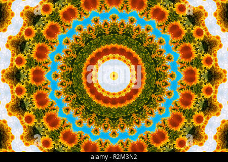 Psychedelic kaleidoscopic illusive symmetrical pattern as background Stock Photo