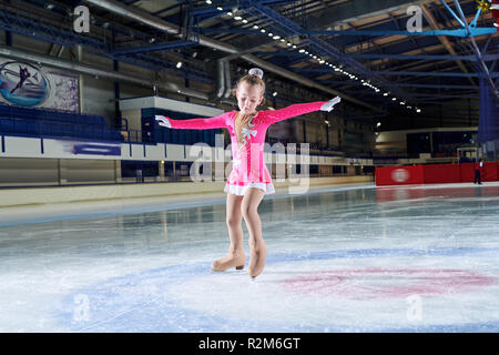 Talented Girl Figure-Skating Stock Photo