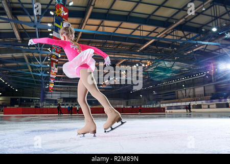 Girl in Figure-Skating Performance Stock Photo