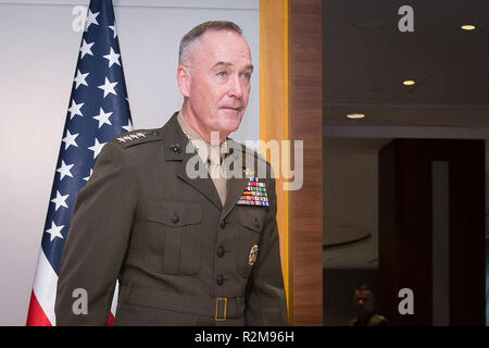 Chairman of the Joint Chiefs of Staff (highest-ranking military officer in the US Army) Joseph Dunford during the NATO Military Committee Conference at Double Tree by Hilton hotel in Warsaw, Poland on 29 September 2018 Stock Photo