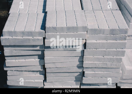 White marble slabs stacked on top of each other in display Stock Photo