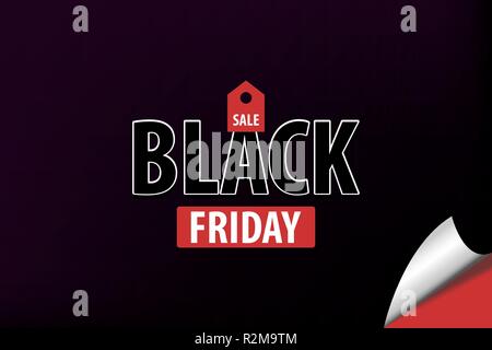 Black Friday dark sale red promo tag  Stock Vector