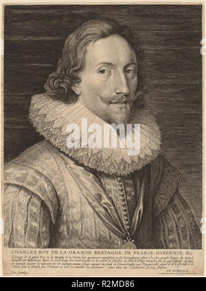 Charles I, King of England. Medium: engraving. Museum: National Gallery of Art, Washington DC. Author: Lucas Emil Vorsterman after Sir Anthony van Dyck. Stock Photo