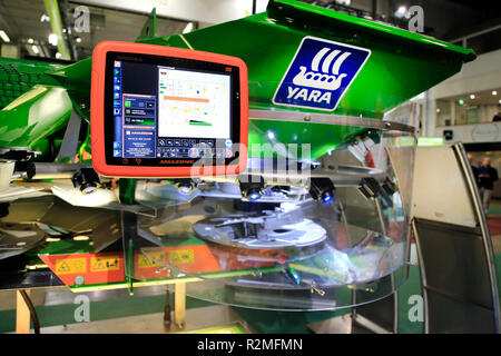 Helsinki, Finland - November 15, 2018: Amazone ZA-TS spreader with Amapad on MaatalousKonemessut Agricultural Trade Fair. Credit: Taina Sohlman Stock Photo