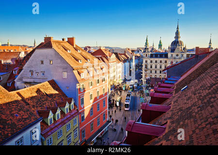 Graz market cityscape and cityscape view, Styria region of Austria