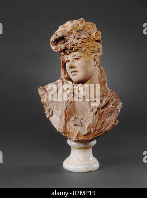 Bust of a Woman. Dated: 1875. Dimensions: overall: 48.9 x 35.6 x 26.9 cm (19 1/4 x 14 x 10 9/16 in.). Medium: terracotta with plaster and paint. Museum: National Gallery of Art, Washington DC. Author: AUGUSTE RODIN. Stock Photo