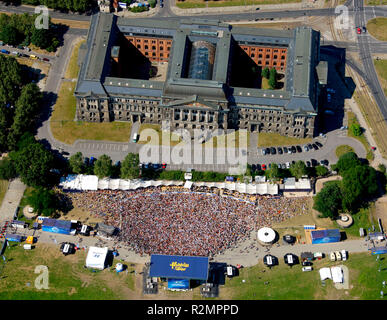 Football World Cup 2010, Public Viewing on the banks of Elbe in Dresden, Museum of Saxon Folk Art, Saxon State Ministry of Finance, Film nights on the banks of Elbe, aerial view, Saxony State Parliament, Public Viewing at Elbe, Albertstraße, Dresden, Saxony, Germany, Europe, Stock Photo