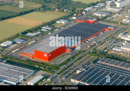 Aerial view, KIK, Discount Store, Wholesale, Business Park, Hamm, Ruhr Area, North Rhine-Westphalia, Germany, Europe, Stock Photo