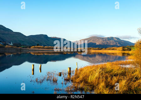 Lake Shanaghan, Ardara, County Donegal, Ireland. 20th November 2018. A still lake reflects hills around the village on a clear, crisp and cold morning. Credit: Richard Wayman/Alamy Live News Stock Photo