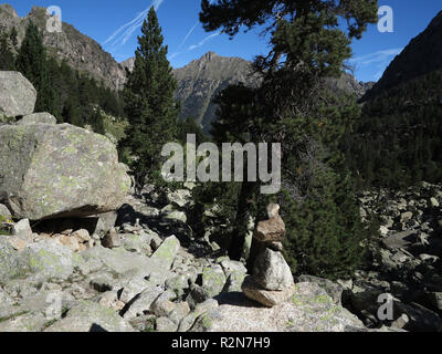 Hike in the National Park Aiguestortes along the Monastero valley in the Spanish Pyrenees - stone marten on a rock, added on 14.09.2018 | usage worldwide Stock Photo