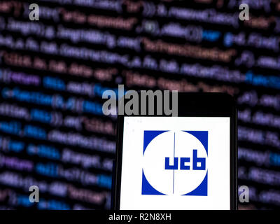 Kiev, Ukraine. 20th Nov, 2018. UCB Scientific research company logo seen displayed on a smart phone. Credit: Igor Golovniov/SOPA Images/ZUMA Wire/Alamy Live News Stock Photo