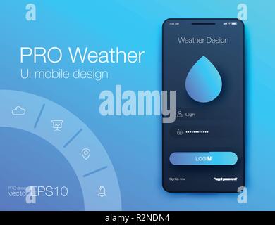 Weather Forecast App Ux Ui Design. Stock vector Stock Vector Image ...