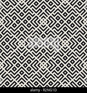 Ethnic pattern vector design. Seamless lattice background. Square repeating lines elements. Stock Vector