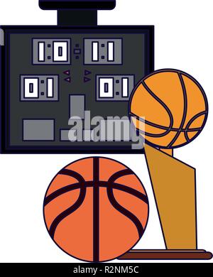 Basketball scoring and trophy cup vector illustration graphic design ...