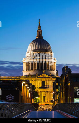 England, London, City of London, St Paul's Cathedral and Millenium Bridge Stock Photo