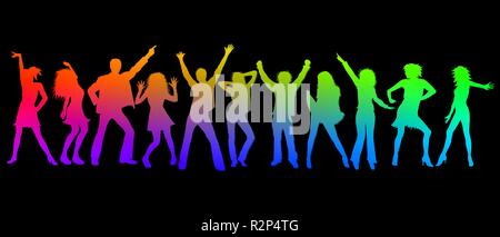 colorful dancing silhouettes Stock Photo