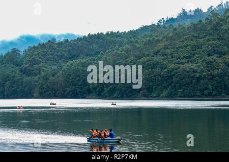 Image of Kerala India travel background - green tea plantations in Munnar, Kerala, India - tourist attraction Stock Photo