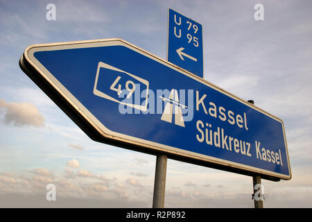 autobahnschild kassel Stock Photo