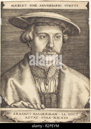 Erasmus Balderman. Dated: 1535. Medium: engraving. Museum: National Gallery of Art, Washington DC. Author: Barthel Beham. Stock Photo