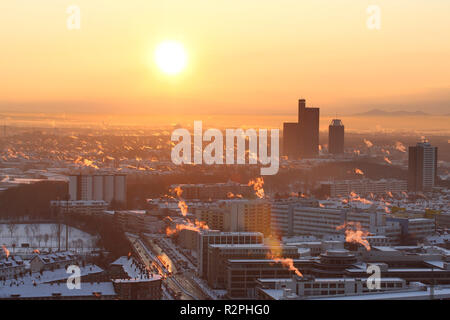sunrise over the rooftops of cologne Stock Photo
