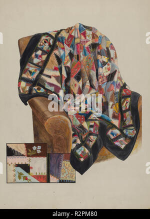 Crazy Quilt - Patchwork. Dated: c. 1936. Dimensions: overall: 34.4 x 24.8 cm (13 9/16 x 9 3/4 in.)  Original IAD Object: 48' square. Medium: watercolor, graphite, and gouache on paper. Museum: National Gallery of Art, Washington DC. Author: Bertha Semple. Stock Photo
