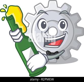 With beer gear icon cartoon the design best Stock Vector