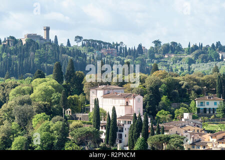 Florence, view from the tower of the Palazzo Vecchio towards Villa Bardini Stock Photo