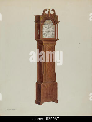 Tall Clock. Dated: c. 1938. Dimensions: overall: 36.7 x 28.9 cm (14 7/16 x 11 3/8 in.)  Original IAD Object: none given. Medium: watercolor, colored pencil, and graphite on paperboard. Museum: National Gallery of Art, Washington DC. Author: ARTHUR JOHNSON. Stock Photo