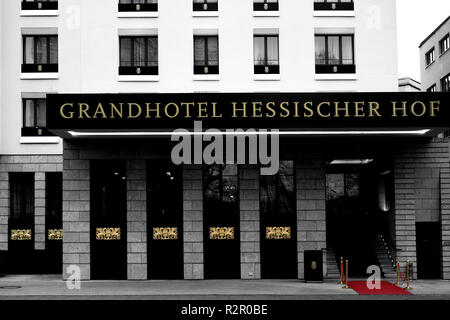 Grandhotel Hessischer Hof, five-star luxury hotel in Frankfurt, facade, entrance, gold ornaments Stock Photo