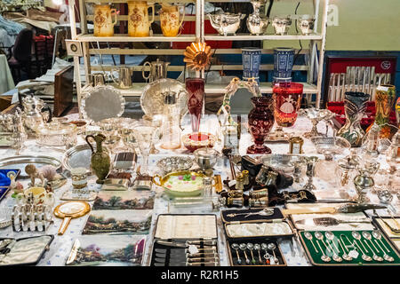 England, London, Bermondsey, Bermondsey Square, Bermondsey Antiques Market, Antiques Stall Display Stock Photo