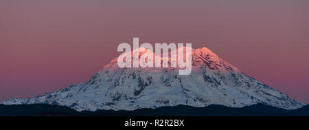 Mt Rainier sunset giving way to blue hour, Washington State