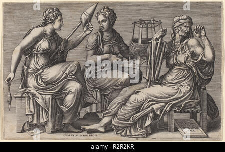 Three fates of Greek mythology Clotho Lachesis and Atropos Castell ...