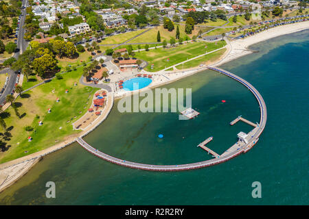 Aerial photo of a swimming enclosure at Geelong, Australia Stock Photo