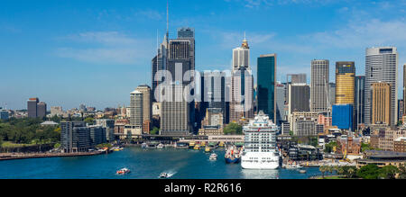 Royal class Majestic Princess cruise ship berthed at Circular Quay Sydney Harbour Sydney CBD skyline NSW Australia. Stock Photo