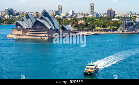 Public transport Sydney Harbour ferry and Sydney Opera House NSW Australia. Stock Photo