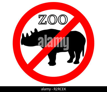 black rhinoceros in the zoo prohibited Stock Photo