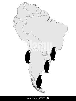 magellanic penguin distribution map Stock Photo