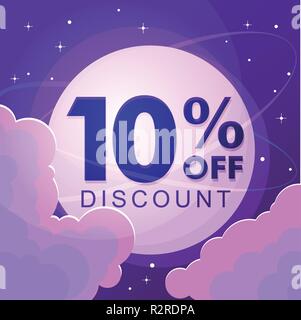 Ten percent discount. cosmic Sale Vector illustration Stock Vector
