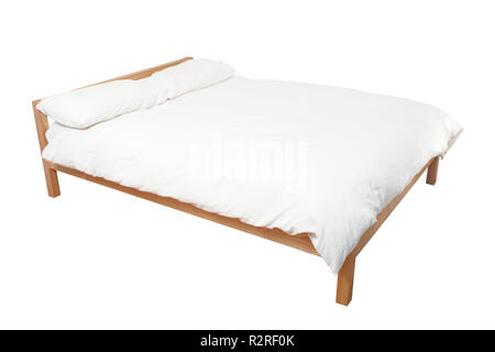 Bed With Duvet Bedding And Pillows Isolated On White Top View 3d Render Stock Photo 255319426 Alamy
