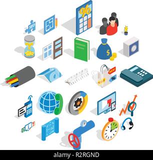 Merchant icons set, isometric style Stock Vector