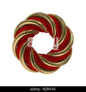 3D Mobius object, composed of brass and textile stripes, isolated on the white background. 3D rendering Stock Photo