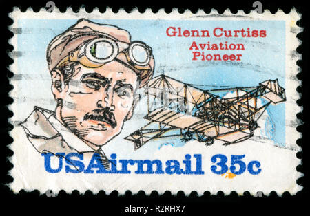 Postmarked stamp from United States of America (USA) in the Aviation Pioneers series issued in 1980 Stock Photo