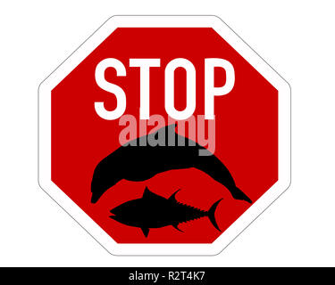 stop sign tuna dolphin fishing Stock Photo