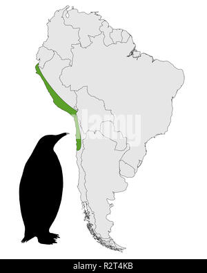 humboldt penguin distribution map Stock Photo