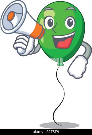 With megaphone green balloon cartoon Birthday very funny Stock Vector