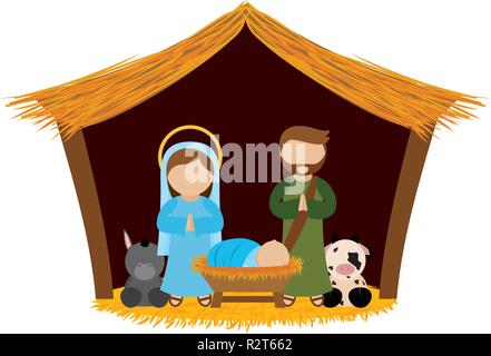 Cute Cartoon Manger Stock Vector