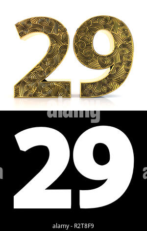 Metal numeral 29 twenty nine isolated hi-res stock