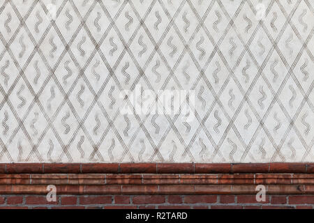 White decorative wall stucco with relief pattern, flat background photo texture Stock Photo