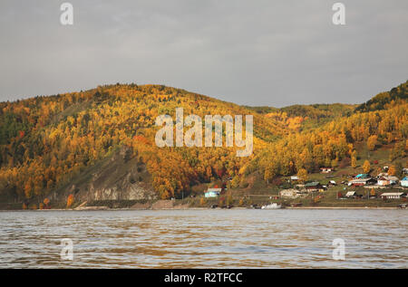 View of Port-Baikal settlement. Irkutsk oblast. Russian Stock Photo