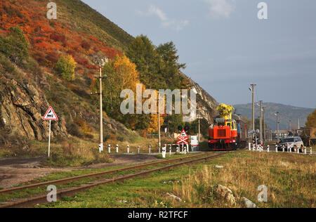 View of Port-Baikal settlement. Irkutsk oblast. Russian Stock Photo